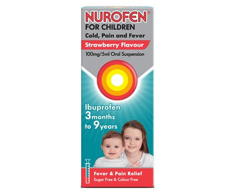 Nurofen for Children Cold, Pain and Fever Strawberry Flavour 100mg/5ml Oral Suspension - 100ml