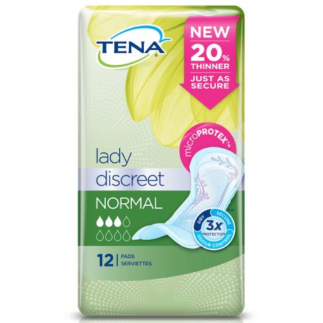 TENA Lady Discreet Normal Pads - 12 Pack